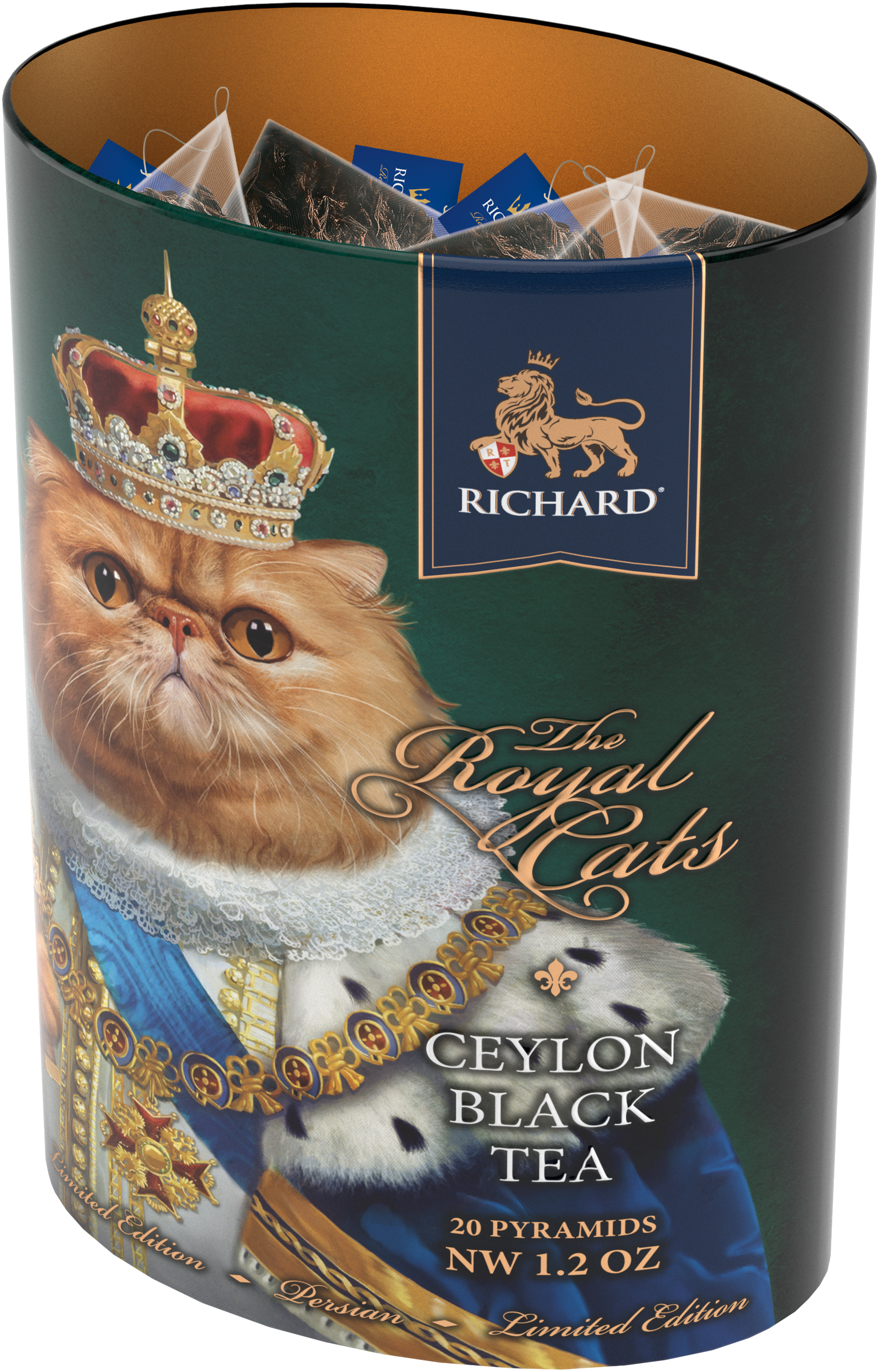 Richard tea "Royal Cats. Persian", classic black tea in pyramids, 20 pyramids, 34g